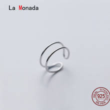 La Monada Minimalist Double Layer Silver Ring 925 Korean Adjustable Rings For Women Silver 925 Sterling Jewelry Rings For Girls 2024 - buy cheap