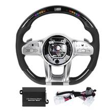 Volante para carros amg, de fibra de carbono, com display digital, compatível com mercedes-benz a/b/c/e/s/g/glc/gle class 2024 - compre barato