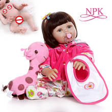 NPK 56CM 0-3M real baby size baby reborn toddler girl  full body silicone bebe doll reborn  Bath toy  dolls 2024 - buy cheap