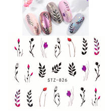 Adesivo de unha para decoração de unhas, folha, rosa, flores, animal, design 3d, faça você mesmo, decoração com deslize, decalque, manicure 2024 - compre barato