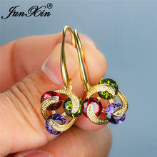 Pendientes colgantes de bola redonda de cristal para mujer, aretes bohemios Multicolor, oro blanco, amarillo, oro rosa, circonita Vintage, boda 2024 - compra barato