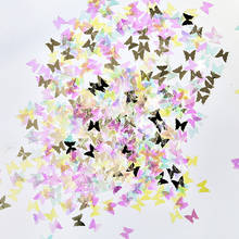 50 г/пакет блеск для губ бабочка/исскуство ногати блеск неоновая бабочка 3 мм радужной расцветки с рисунком "Бабочка" и блестками Прозрачный, переливающийся блеск для ногтей 2024 - купить недорого