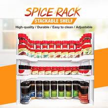 Double Layer Spice Rack And Stackable Shelf Adjustable Cabinet Built-in Shelf Bottles Storage Organizer Kitchen Accessories 2024 - buy cheap