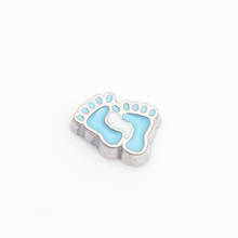 Blue baby footprint, Floating charms,Fit floating charm lockets, FC0133 2024 - buy cheap