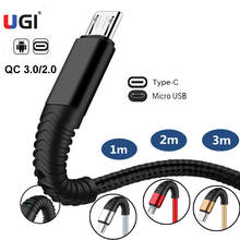 UGI-Cable de carga rápida QC3.0 4A para teléfono móvil, Cable Micro USB tipo C, transferencia de datos, accesorios para Samsung Oneplus HTC 2024 - compra barato