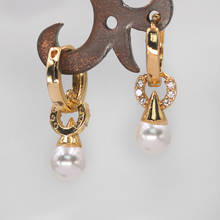 Fashion Brand Luxury Design Drop Earrings For Women Korean Trendy Jewelry Dangle Earrings Big Pearl Anniversary Gift OBS1904 2024 - buy cheap