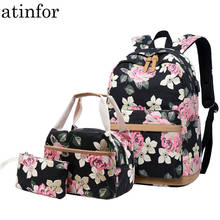 atinfor Brand 3pcs/Set Floral School Backpacks for Teen Girls School Bags Lightweight Canvas Backpack Travel Bookbags Set 2024 - buy cheap