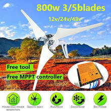 800w 12V 24V 48V New Horizontal Axis Wind Turbine 3 or 5 Blades Wind Generator With Mppt Controller For Home 2024 - buy cheap