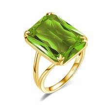 Szjinao 18K Gold Silver Rings With Peridot Stones Shining Luxury Wedding Jewelry Rings Engagement For Women 925 Ring On Sale 2024 - buy cheap