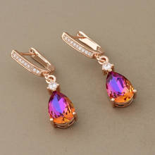 New Long Earrings For Women 585 Rose Gold Water Drop Dangle Earrings unusual Natural Zircon Woman earrings modern 2020 Jewelry 2024 - buy cheap