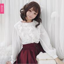 Japanese New Long Sleeve Lolita Shirt Lace Top Kawaii Sweet Lolita Shirt Cute Cos Loli Tea Party Shirt 2024 - buy cheap