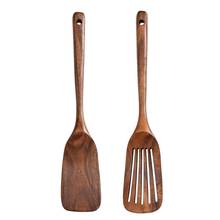 Pala de cocina de madera Natural, espátula giratoria, utensilios de cocina antiadherentes de mango largo 2024 - compra barato