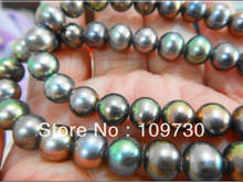 Ювелирные изделия 18 "8-9 мм натуральный таитянский подлинный черный multicoloro идеальный AAA жемчужное ожерелье 14KGP 5,5 2024 - купить недорого