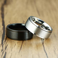 Мужское кольцо в стиле панк ZORCVENS, черное/серебристое кольцо из нержавеющей стали с возможностью поворота на 8 мм, для свадьбы 2024 - купить недорого