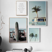 Sea Beach Surf Car Coconut Tree Quotes Wall Art Canvas Painting Nordic Posters And Prints Wall Pictures For Living Room Decor 2024 - buy cheap