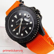 PARNIS-Reloj Automático para hombre, pulsera con esfera negra GMT, PVD, caja, cristal de zafiro, fecha, ventana, P529, 40mm 2024 - compra barato