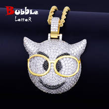 Demon Face Pendant Necklace Gold Color Plated Bling Cubic Zircon Men's Hip Hop Rock Street Jewelry 2024 - buy cheap