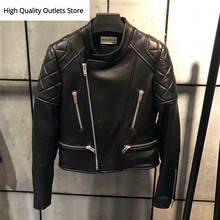 Chaqueta de cuero auténtico para mujer, chaqueta de piel auténtica de calidad para moto y motociclista 2024 - compra barato