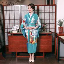 Yukata-Kimono japonés tradicional para mujer, vestido elegante con lazo, Sexy, Oriental, de noche, para escenario, novedad 2024 - compra barato