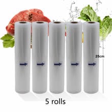 5 Rolls/Lot  Household Kitchen Food Vacuum Bag For Vacuum Sealer Storage Bags for Food Fresh Keeping 25cm*500cm 2024 - buy cheap