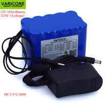 Pacote de bateria li-lon 12v 10ah, bateria 18650 v e 12.6 mah com placa de proteção de circuito bms dc 10000*5.5mm + carregador de 1a 2024 - compre barato