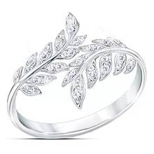 Простое модное кольцо серебряного цвета с кристаллами в виде листьев, изысканная бижутерия, регулируемое кольцо на палец для женщин, подарки на вечеринку, свадьбу, помолвку 2024 - купить недорого