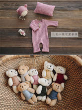 Jane Z Ann 8 colors  handmade knit bear doll+ jumpsuit+pillow+hat studio shooting  clothing baby twins newborn photo props 2024 - buy cheap