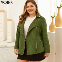 YOINS 2020 женские пальто и куртки стильные с длинным рукавом лацканы воротник молния сзади пальто осень зима модная верхняя одежда плюс размер Femme 2024 - купить недорого