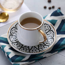 Nordic luxo branco copo de cerâmica e pires conjunto design moderno xícara de café chá da tarde turco xícara de café conjunto viagem xícara de café 2024 - compre barato