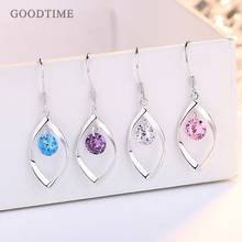 Fashion Pure 925 Sterling Silver Earring Purple Pink Zircon Pendant Ear Jewelry Accessiores For Women Girl Valentine's Day Gift 2024 - buy cheap