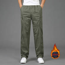 Winter New Trousers Men 2020 Zipper Plus Velvet Pants Men's Work Pants Plus Size Casual Cotton Comfortable Plus Size Pants 2024 - buy cheap
