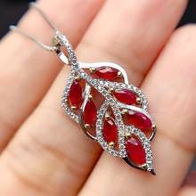 High Quality Leaf Style Natural And Real Ruby Necklace Pendant S925 Sterling Silver 2024 - buy cheap