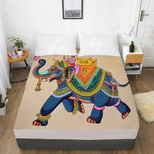 Lençol de cama com faixa elástica 3d, lençol com 200x200, 200x220, personalizado, elefante boêmio, 1 peça 2024 - compre barato