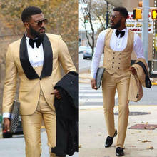 Ternos masculinos de três peças, blazer masculino estilo padrinho de casamento, jaqueta, calças, blazer, lapela, um botão formal 2024 - compre barato