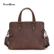 Business office Men Briefcase Vintage PU Leather Handbag Computer Laptop bag male Solid Brown Shoulder Bag Leisure Tote women 2024 - buy cheap