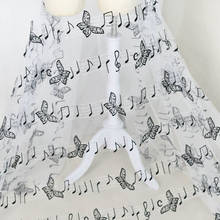 1y/lote tecido bordado musical macio de malha vestido de noite saia acessórios música borboleta renda tecido de alta qualidade renda 2024 - compre barato