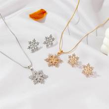 Hot Sale Gold Silver Color Fashion Jewelry Sets Cubic Zircon Statement SnowFlower Necklace & Earrings Wedding Set for Women 2024 - buy cheap