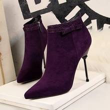 BIGTREE 2021 Autumn Winter Women Boots Suede Fabric Thin Heels Boots Fashion Ankle Boots High Heels Shoes Woman Sapatos 2024 - buy cheap
