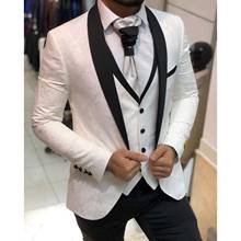 2020 Ivory White Men's Suits Groom Wedding Suit 2 Piece Set Formal Male Blazer Shawl Lapel Jacquard Tuxedo Slim Fit Jacket Pants 2024 - buy cheap