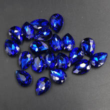 Sapphire/Blue Color Droplet Shape Teardrop Fancy Stone Point Back Glass Crystal Stone For Jewelry Making 4x6mm ~ 20x30mm 2024 - buy cheap