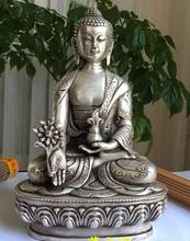 Escultura de asiento de loto de Buda, estatua de Buda de medicina, Plata China, budismo, dragón fino Po 2024 - compra barato