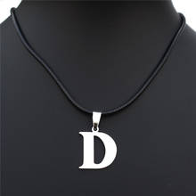 Collar con colgante de acero inoxidable con letra D del alfabeto para hombre, Gargantilla con cuerda negra, a la moda 2024 - compra barato