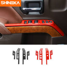 SHINEKA Interior Accessories Car Window Lift Panel Switch Button Decoration Cover Stickers for Chevrolet Silverado 2014-2017 2024 - buy cheap