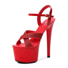 Mclubgirl-zapatos de tacón de aguja impermeables para mujer, sandalias de plataforma transparentes para boda, 15cm, 17cm 2024 - compra barato