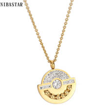 Stainless Steel Long Chain Necklace Jewelry Charm Name Gold With Crystal Pendant Women Necklaces 2024 - buy cheap