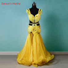 Belly Dance Suit Tassel Bra Diamond-Studded Split Long Skirt Performance Clothing Profession Custom Woman Child Competition Set 2024 - buy cheap