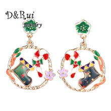 D&Rui New Arrival Fashion Metal Trendy Gold Color Christmas Stockings Earrings Statement Drop Earring Wholesale Ear Jewelry 2024 - buy cheap