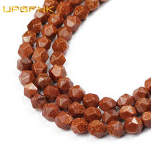 UPGFNK wholesale 8MM Natural Faceted Golden Sand Stone Loose Spacer beads for Jewelry making DIY bracelets necklace accessories 2024 - buy cheap