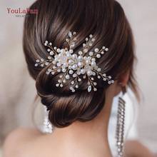 TOPQUEEN HP136 Golden Bridal Hair Comb Handmade Headdress bride Pearl Hair Pins Wedding Headwear Women Hair clips for Bridesmaid 2024 - buy cheap