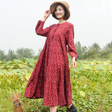 Women Loose Spring Autumn Cotton Linen Dress Ladies Printed Vintage Dress Female Cotton Linen Dresses 2024 - buy cheap